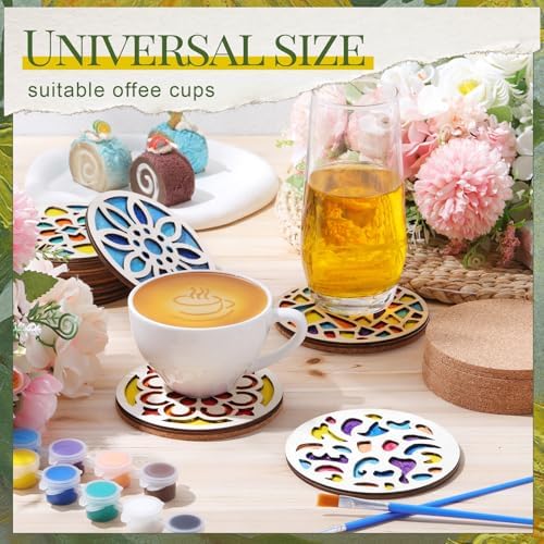 Reallnaive Wood Coasters Painting Kit DIY Craft, 12 Pcs, Mandala - Image 5