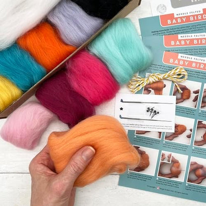 Bergin & Bath Needle Felting Kit Baby Birds - Adult and Teen Arts and Craft Kit for Making Three Little Wool Needle Felted Bird Decorations - Image 3
