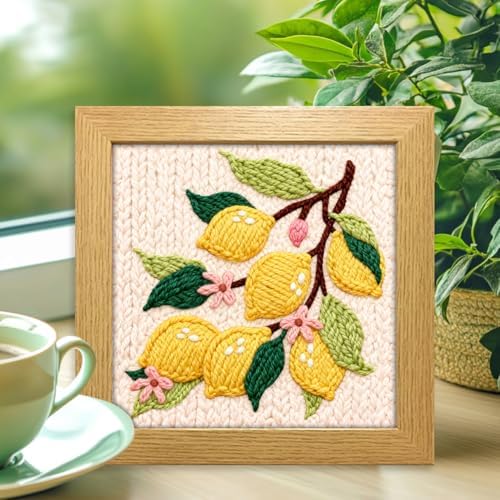 INFUNLY Lemon Flower Punch Needle Embroidery Kits Lemon Branch DIY Punch Needle Kit for Beginners Plant Stamped Rug Yarn Hooking Kit with Pre-Printed Pattern Instruction for Craft Lovers Home Decor - Image 5