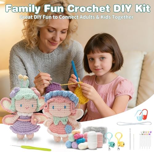 Crochet Kit for Beginners, Crochet Starter Kit with Step-by-Step Video Tutorials, Easy Beginner Crochet Kit for Adults, Crochet Animals Crafts Crochet Kits, Easy Knitting Kit. (Cute Angel 2 Pick) - Image 6