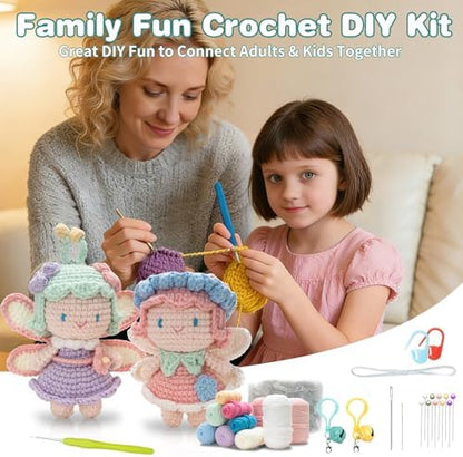 Crochet Kit for Beginners, Crochet Starter Kit with Step-by-Step Video Tutorials, Easy Beginner Crochet Kit for Adults, Crochet Animals Crafts Crochet Kits, Easy Knitting Kit. (Cute Angel 2 Pick) - Image 6