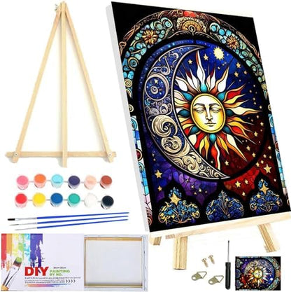 Meothan Framed Paint by Numbers Kits for Adults 12x16in with Wooden Easel by MeothanDiamondPainting
