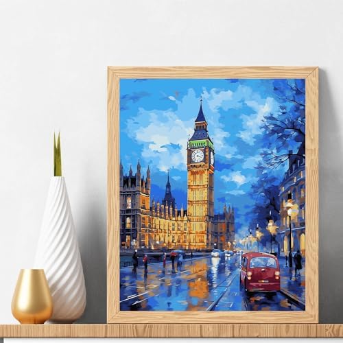 Natuyalo Big Ben Paint by Numbers Kit for Adults - London Cityscape Paint by Number on Canvas Without Frame, DIY Acrylic Painting for Ideal Gift Home Wall Decor (16x20 Inch) - Image 2