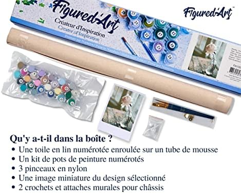 Figured'Art Paint by Numbers Kit for Adults White Flower 16"x20" - Craft Art Painting DIY Kit Rolled Canvas Without Frame - Image 5