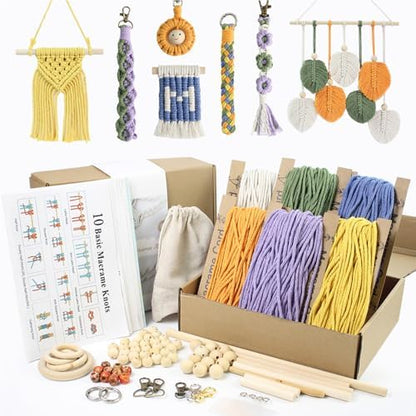 BUFANTL DIY Macrame Kit for Adults Beginners, 77 PCS Macrame Supplies with 9 Projects, 6 Colors Macrame Cord & Full Craft Materials, Great Gift Idea for Craft Lovers - Image 2