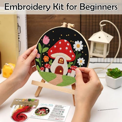 Louise Maelys Embroidery Kit for Beginners, Mushroom House Pattern - Image 2
