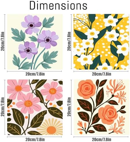 Canrichshop 4 Pack Adult Paint by Number Kits Beginner & All Ages 4-8-12 and More,Framed Flowers Painting by Numbers, DIY Paint by Numbers for Adults for Decor Present 8X 8 inch - Image 2