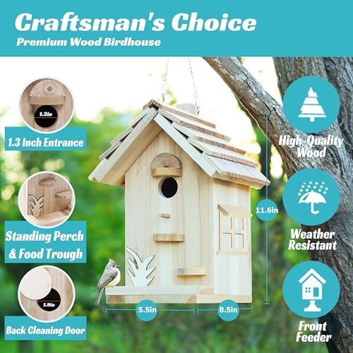 Wooden Birdhouse Kit for Adults to Build, DIY Bird House Craft Kits to Paint, Adult Woodworking Building Kits Birdhouse for Outside, Garden, Yard (Wood, 8.5in) - Image 6