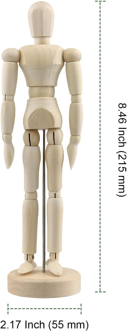 PINGEUI 8 Pack 8 Inch Wooden Artists Model, Wooden Art Figure Model with Stand, Movable Wooden Manikin for Artists, Sketching