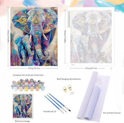 Natuyalo Animals Paint by Numbers Kit for Adults - Elephants Family Paint by Number on Canvas Without Frame, DIY Acrylic Painting for Ideal Gift Home Wall Decor (16x20 Inch) - Image 5