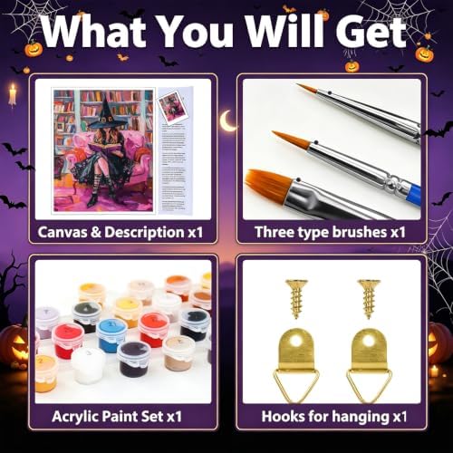 hkejoi Witch Paint by Numbers Kit for Adults, 16x20 in - Image 6