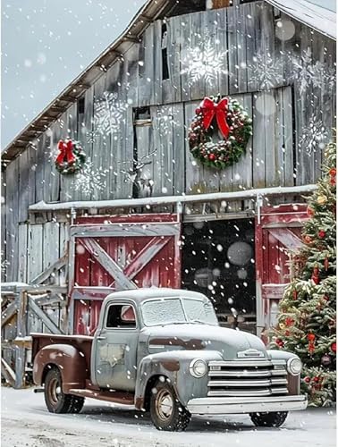 Eiazuiks Christmas Stamping Cross Stitch Kit,Truck Christmas Counting Cross Stitch Kit for Adult Beginners, Full Line DIY Stitching Kit for Home Decor Cross Stitch Patterns 12x16 inches by Eiazuiks