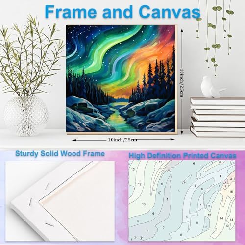 Artunion Framed Paint by Numbers Kit for Adults Beginners & Kids Ages 8-12,Aurora Paint by Number with Frame,Northern Lights Paint by Numbers Kit on Canvas 10 * 10 Inch Without Easel - Image 5