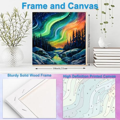 Artunion Framed Paint by Numbers Kit for Adults Beginners & Kids Ages 8-12,Aurora Paint by Number with Frame,Northern Lights Paint by Numbers Kit on Canvas 10 * 10 Inch Without Easel - Image 5