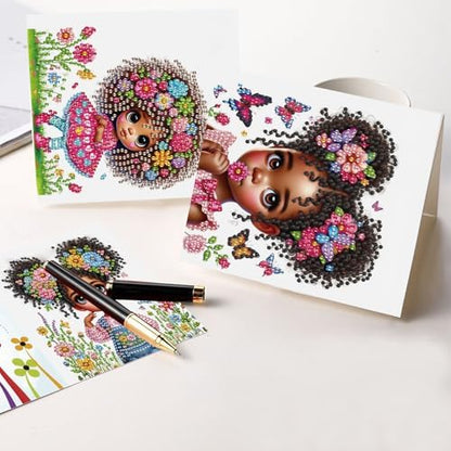Focart 6 Pack Diamond Painting Greeting Card Kit of African American Beauty - Image 6