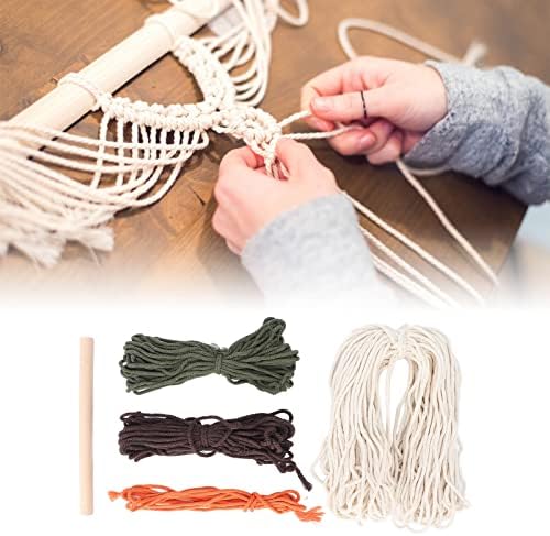 Macrame Kit Pattern, DIY Weaving Craft Kit for Adults, Bohemian Tapestry Making Set with Cotton Threads and Wooden Stick, Relaxing Home Decor Project for Beginners - Image 7