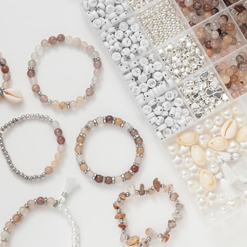 Xyliise Bracelet Making Kit Natürliche Perlen Set for Adults Beads for Bracelets Silver Jewelry Making Supplies DIY Jewelry Necklace Earrings (CZ006-Light Purple) - Image 4