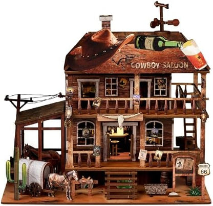 NookMaster Book Nook Kit 3D Wooden Puzzle with LED Light Bookshelf Insert by Follow