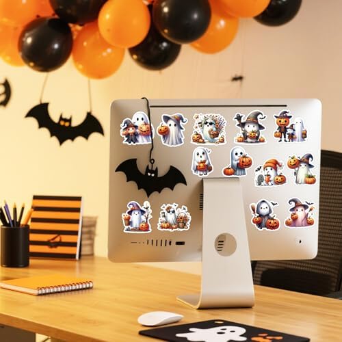 Halloween Stickers for Adults – Premium No-Residue Vinyl Decals with Elegant Ghost, Witch & Pumpkin Illustrations – Waterproof Aesthetic Stickers for Journaling,Home Decor, Party Favors & Crafting - Image 6