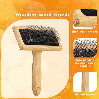 kdafio 2 Pcs Wooden Wool Carders Hand Carders for Wool Needle Felting - Image 3