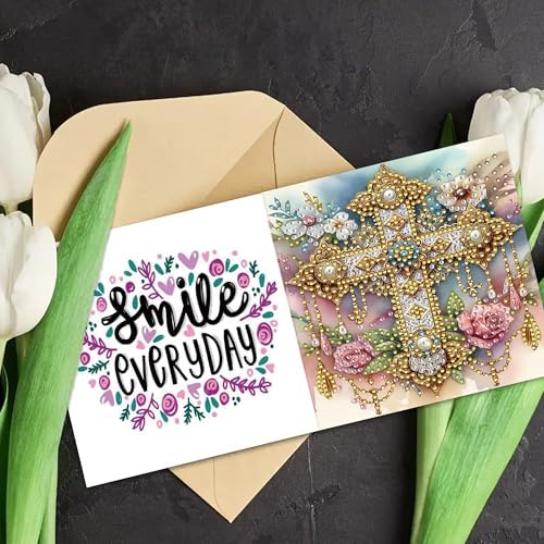 MaiYiYi 6 Pack DIY Cross Diamond Painting Greeting Cards Kit - Image 4
