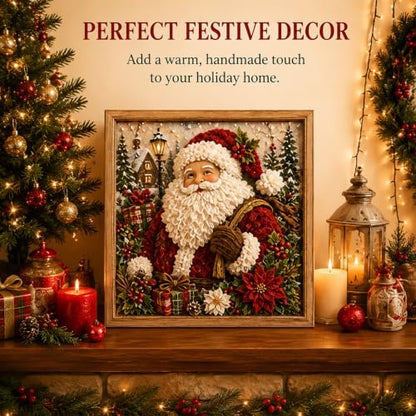 Trmonol Christmas 3D Fabric Poke Art Kit, DIY Christmas Craft Kit, Handmade Fabric Poke Art Kit for Adults and Beginners, Create Cozy Holiday Magic，Santa's Gift - Image 6