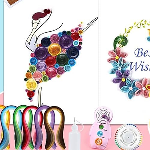 Obetuens 14Pcs Paper Quilling Kit for Beginners Adults DIY Paper Filigree Art Kit with Tools Manual for Kids, Teens, Crafting, Card Making, Home Decor, Floral Patterns, Scrapbook - Image 4