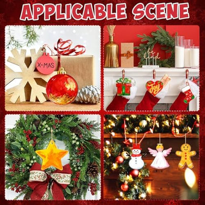 80PCS Wooden Christmas Ornaments to Paint, 8 Styles DIY Blank Unfinished Wood Reindeer Santa Claus Christmas Tree Ball Snowman Snowflake Angel Cutouts Ornament for Crafts Winter Hanging Decorations - Image 6