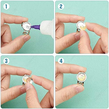 SUNNYCLUE 24Pcs DIY 12 Sets Finger Ring Blanks Bezel Trays Adjustable Stainless Steel Ring Base Blank Components Set Pad Settings Square Round Glass Cabochons for Jewelry Making Kit - Image 4