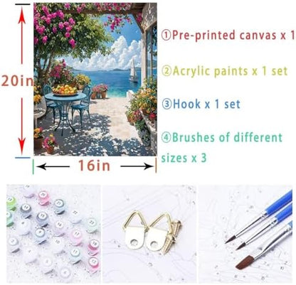 Lovepefe Summer Coast Paint by Numbers Kit for Adults Beginners Seaside Painting by Number Kits on Canvas Landscape DIY Oil Painting Art Gifts Home Wall Decor 16x20 Inch - Image 5