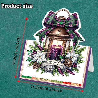 DIY Diamond Art Painting Greeting Card Creative Holiday Blessing 3D Folding Set Stationery Ornament Present Handmade-Christmas Lanterns - Image 2