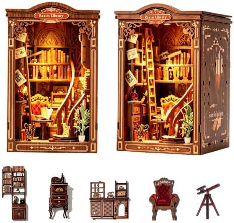 Book Nook, DIY Book Nook Kit for Adults, 3D Wooden Puzzle for Bookshelf Decoration, DIY Miniature Kit for Adults and Teens in Halloween/Christmas by Unknown