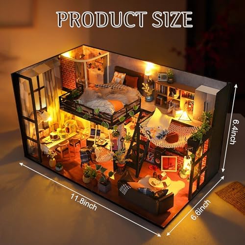 Miniature House Kit, DIY Dollhouse Kit with Dust Cover for Adults - Image 2
