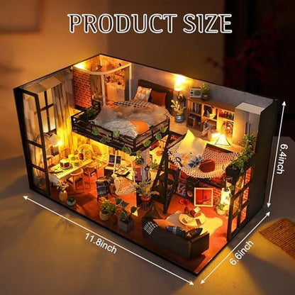 Miniature House Kit, DIY Dollhouse Kit with Dust Cover for Adults - Image 2