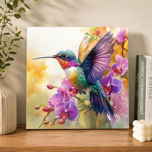AUKELHJ Framed Paint by Numbers Kit for Adults, Hummingbird, 10x10 inch - Image 2