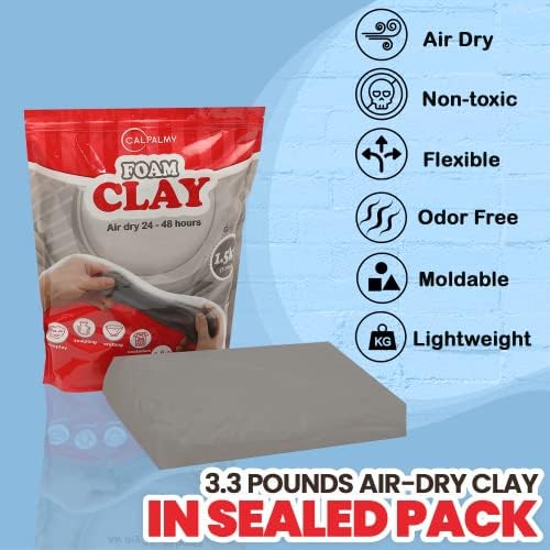 3.3 lbs Moldable Cosplay Foam Clay (Gray) - Air-Dry High Density for Intricate Designs Dries Evenly Within 24-48 Hours Sandable and Paintable - Image 2