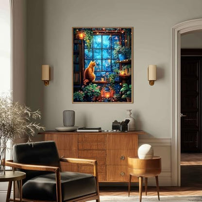 Night Paint by Numbers Kit for Adults, Adult Paint by Number Cat 16x20 Inch - Image 2