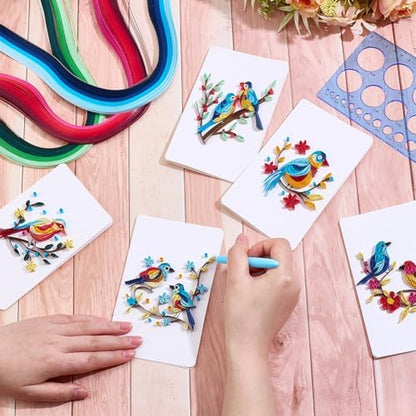 WEBEEDY 20 Sets DIY Bird Flower Quilling Greeting Card Kit Paper Quilling Kit for Adults Beginners 5 Styles Bird Love Greeting Card Making Kit with Instruction Valentine's Day Wedding Gift - Image 4