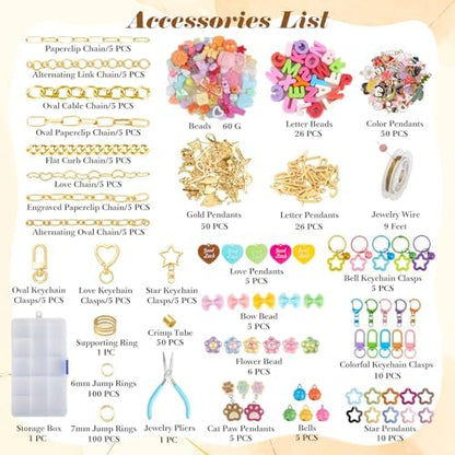 Ecoofor 561 Pcs Keychain Making Kit - Includes 30 Keychain Clips, 40 Extender Chains, 178 Charms, Beading Accessories, Jewelry Pliers - DIY Bag Charms & Jewelry Craft Kit Supplies - Image 2