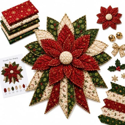 DIY Quilted Halloween Pumpkin Door Hanger Kit Handmade Patchwork (Poinsettia) by Unknown