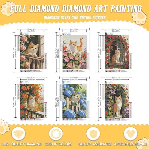 DOTSOPS 5D 6 Pcs Cat Diamond Painting Kits for Adults Diamond Art Kits - Image 2