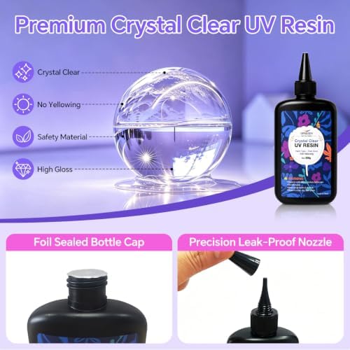 UV Resin with Light 8 LED, 100g Hard Type UV Epoxy Resin Kit - Image 2