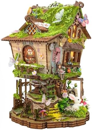 RHZN Miniature House Kit 3D Wooden Puzzles for Adults Book Nook Tree House by RHZN