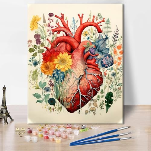 TUMOVO Paint by Numbers Kit for Adults Beginner, Heart with Flower by TUMOVO