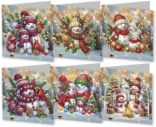 DIY Diamond Greeting Cards Set Christmas, 5D DIY Diamond Art Painting Greeting Card, DIY Christmas Card Making Kits for Family Friends Handmade Gift-#37-Snowman by Unknown