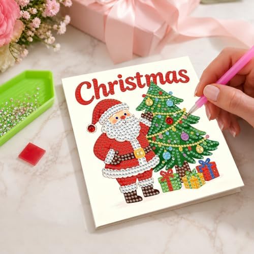12 Pack Holiday DIY Diamond Art Greeting Card Kit with Envelopes - Image 5