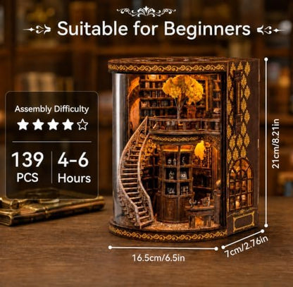 Book Nook Kit for Adults, 3D Wooden Puzzle DIY Miniature House LED Light - Image 3