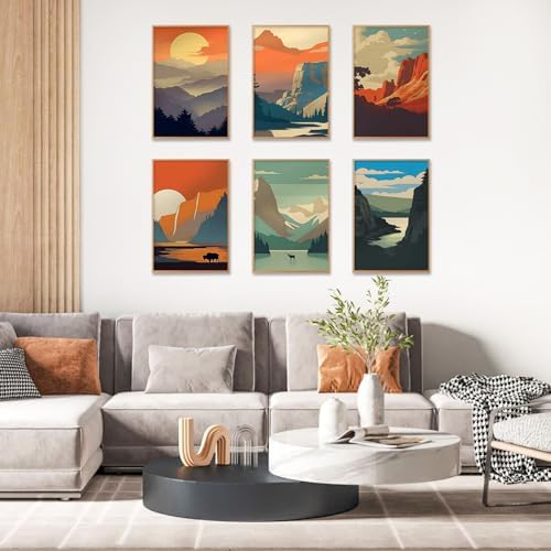 6 Pack Paint by Numbers Kit for Adults, National Park Canvas Painting Set - Image 2