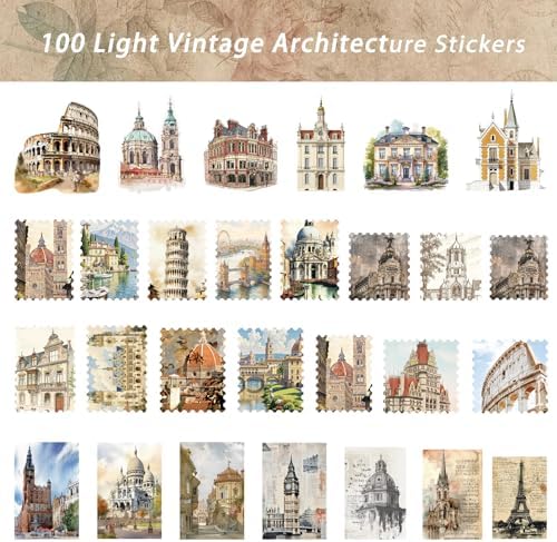 100Pcs World Travel Architecture Stickers - Thick Durable Vinyl for Suitcase, Laptop, Water Bottle, Journal | Unique Travel Souvenirs for Travelers, Women | Ideal Birthday/Christmas Gift - Image 2