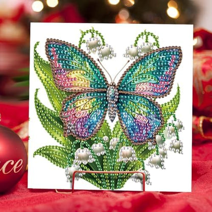 jinglinhh 6pcs Moon Peach Blossoms Owl Butterfly Flowers Diamond Art Painting Greeting Cards with Envelopes, DIY Card Making Kits for Adults, Diamond Art Postcards Holiday Cards Craft Gifts - Image 4